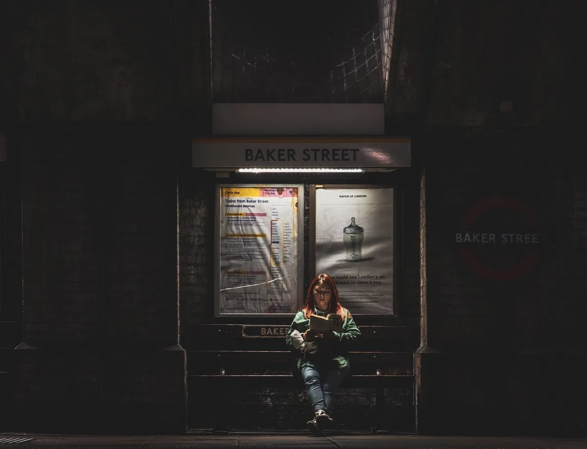 London Underground tube station entrance with passengers